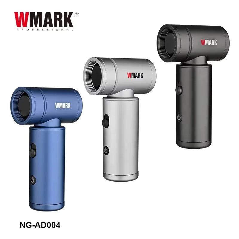 WMARK NG-AD004 handheld professional hair dryer and vacuum cleaner in blue, silver, and black, 100k RPM portable tool.