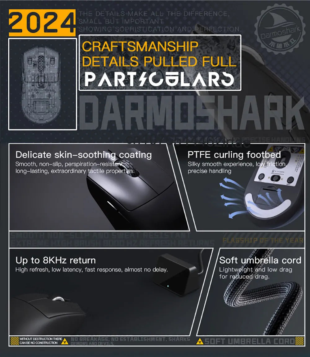 Darmoshark  M3 Pro /Max Wireless Gaming Mouse Bluetooth Tri-Mode PAW3395/3950 Nordic 52840 Game Macro Mouse For PC Laptop