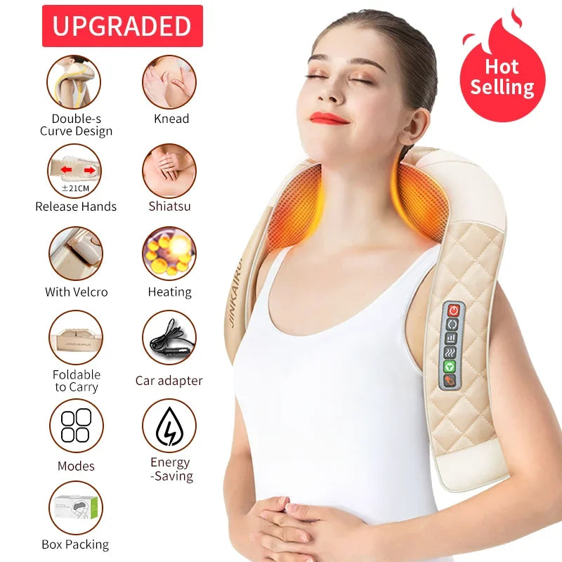 Electric Back Massager with Heat for Deep Tissue Muscle Relief Back Massage Instrument UPGRADED MASSAGER Tidesmit