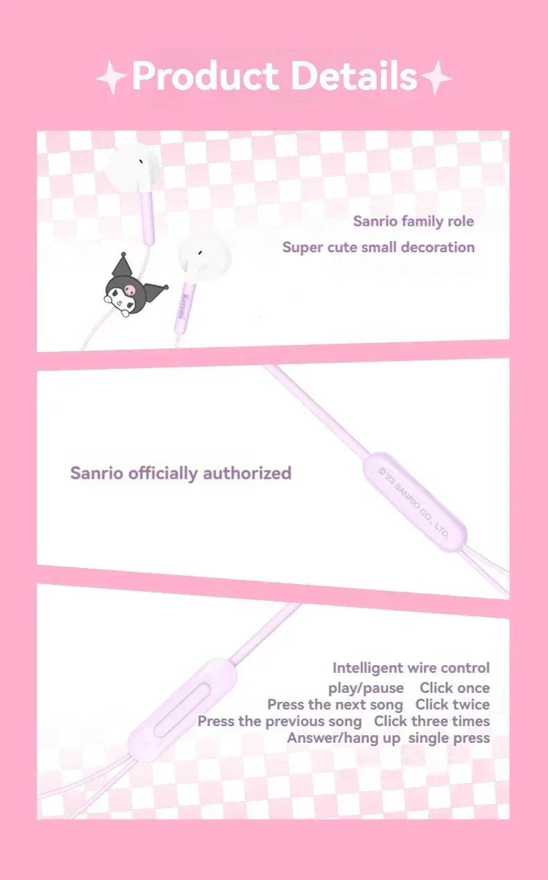 Sanrio Wired Earbuds Noise Isolating Audio Buds by Tidesmit - 4 Styles Tidesmit