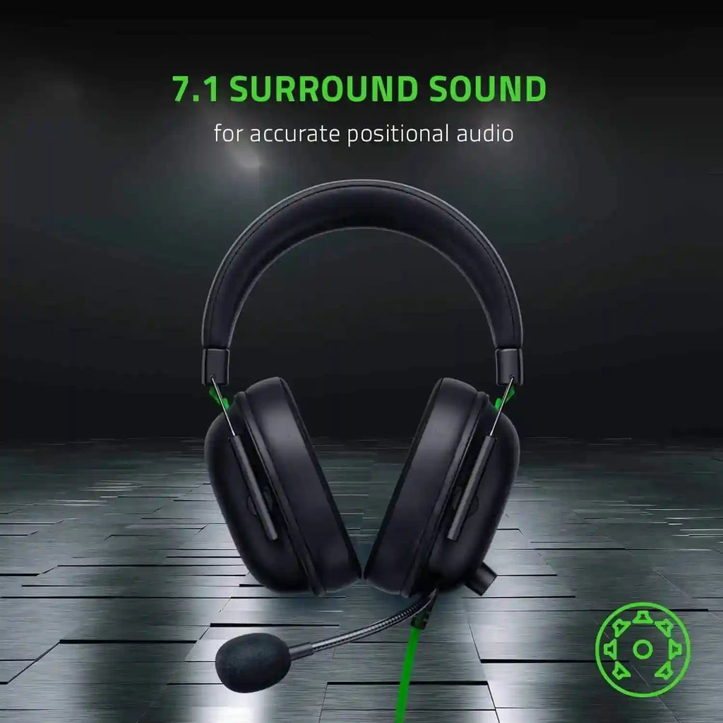 Razer BlackShark V2 X Gaming Headset with 7.1 Surround Sound - Black, White, Green Tidesmit