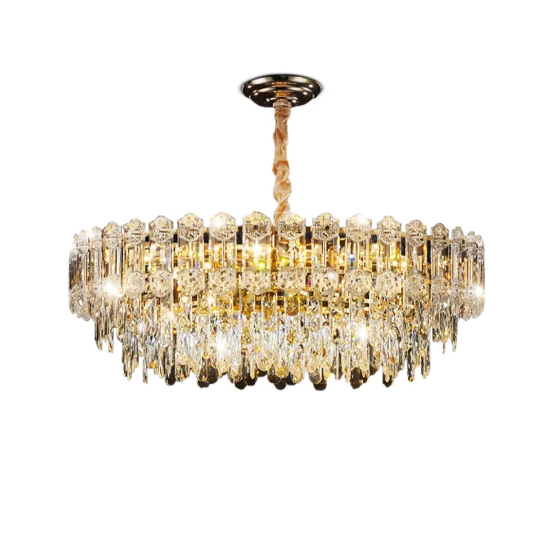 Modern Crystal LED Chandelier for High Ceilings - Adjustable Light Tidesmit
