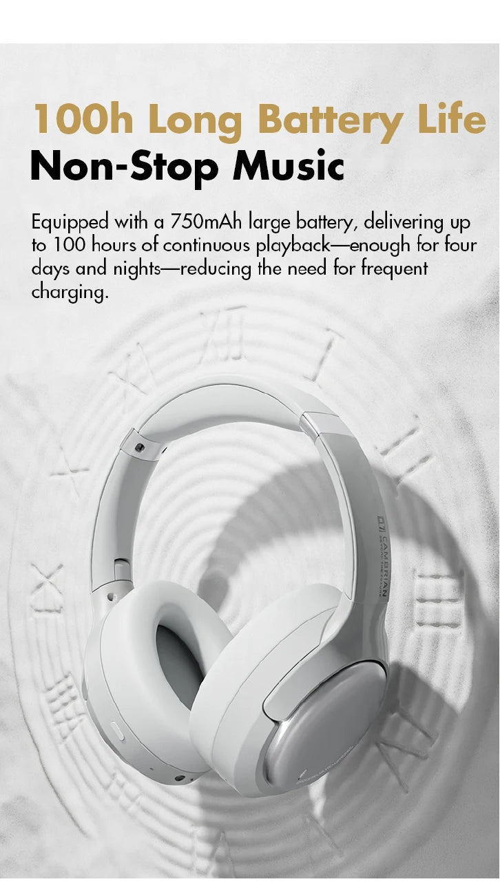Wireless Noise Cancelling Headphones Over-Ear - Studio Audio White Tidesmit