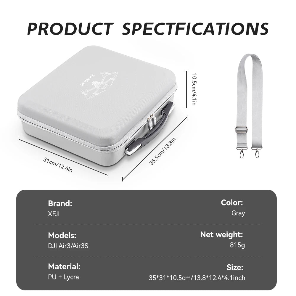 DJI Air 3S Carrying Case | Waterproof Hard Shell Travel Bag Tidesmit