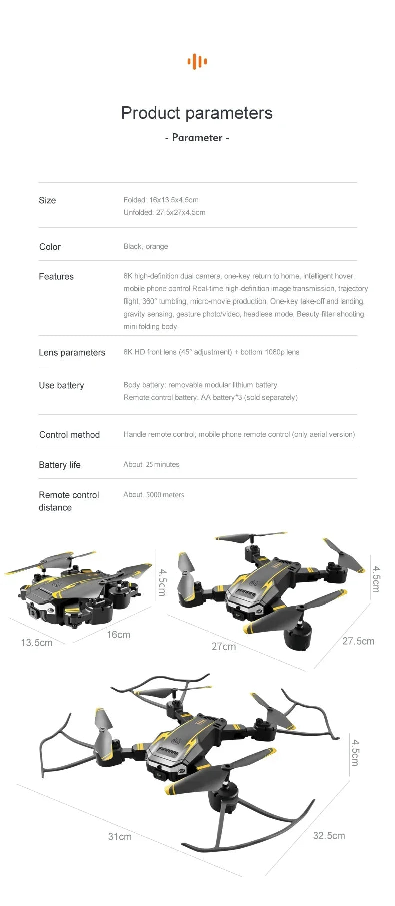GPS Drone with 8K Dual Camera & Obstacle Avoidance - Foldable Design Tidesmit