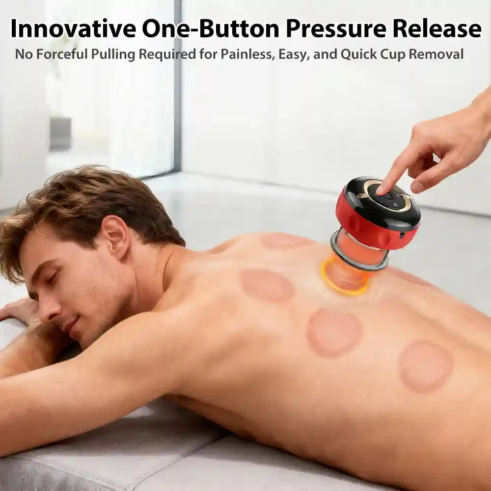 Electric Cupping Massager: 12-Gear Heat Therapy for Muscle Relief Massage Roller Tidesmit
