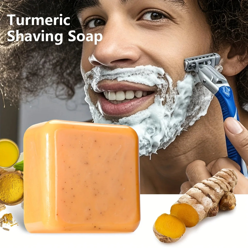 70g Turmeric Shaving and Cleansing Soap with Added Vitamin C to Make the Skin More Beautiful, Walnut Shell Powder Deeply Cleanses