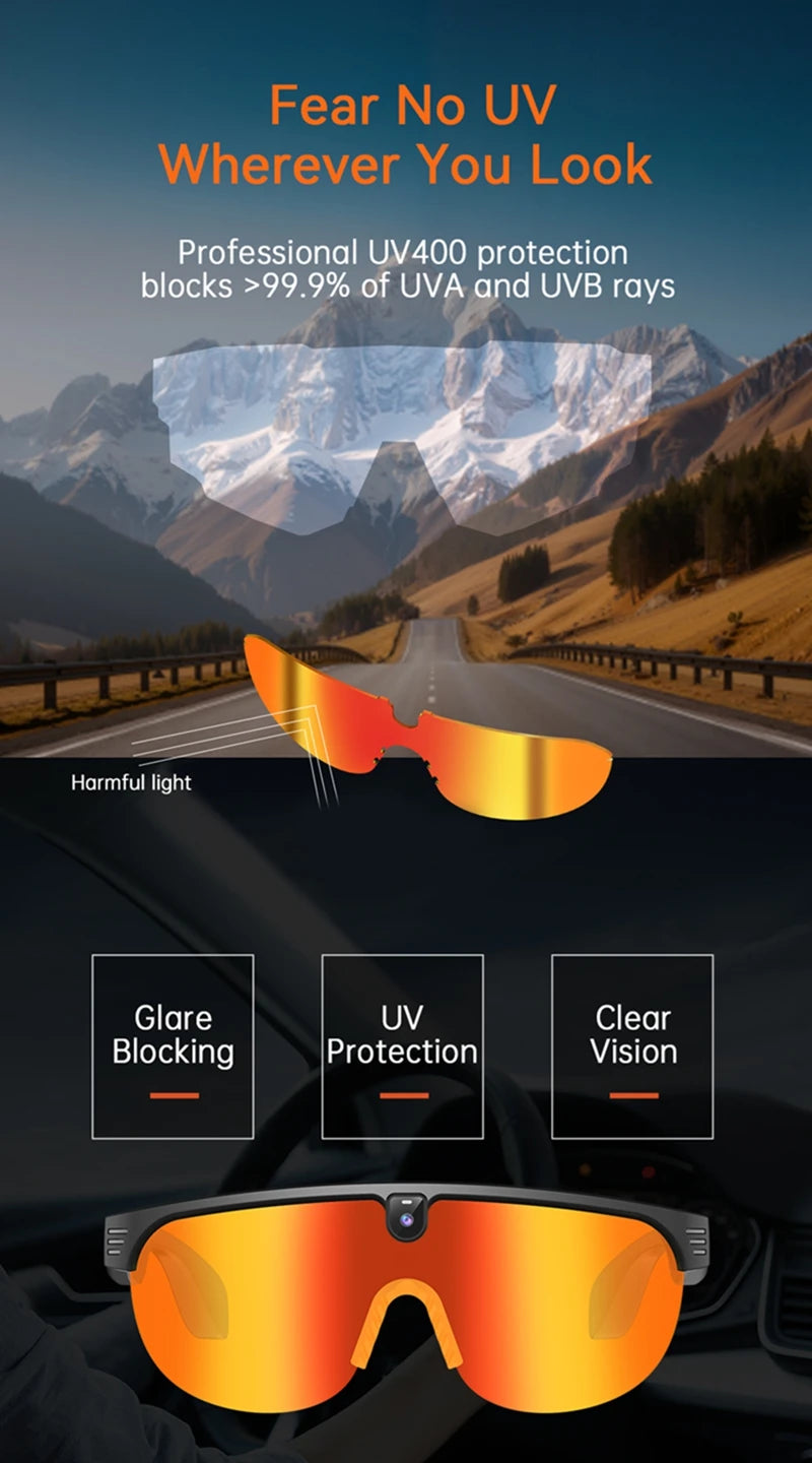 Smart Audio Sunglasses with HD Camera and Bluetooth Translation Tidesmit