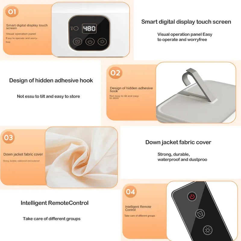 Tidesmit folding portable clothes dryer with UV sterilization technology shown in side profile for compact storage.