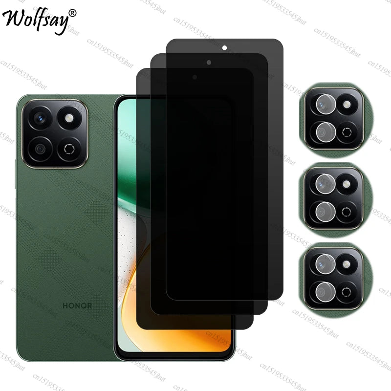 Privacy Screen Protector For Honor X7c 5G Anti-Spy Tempered Glass For Honor X7c 5G Camera Lens Film Glass For Honor X7c 5G Glass AE 3 Glass and 3 Lens Tidesmit