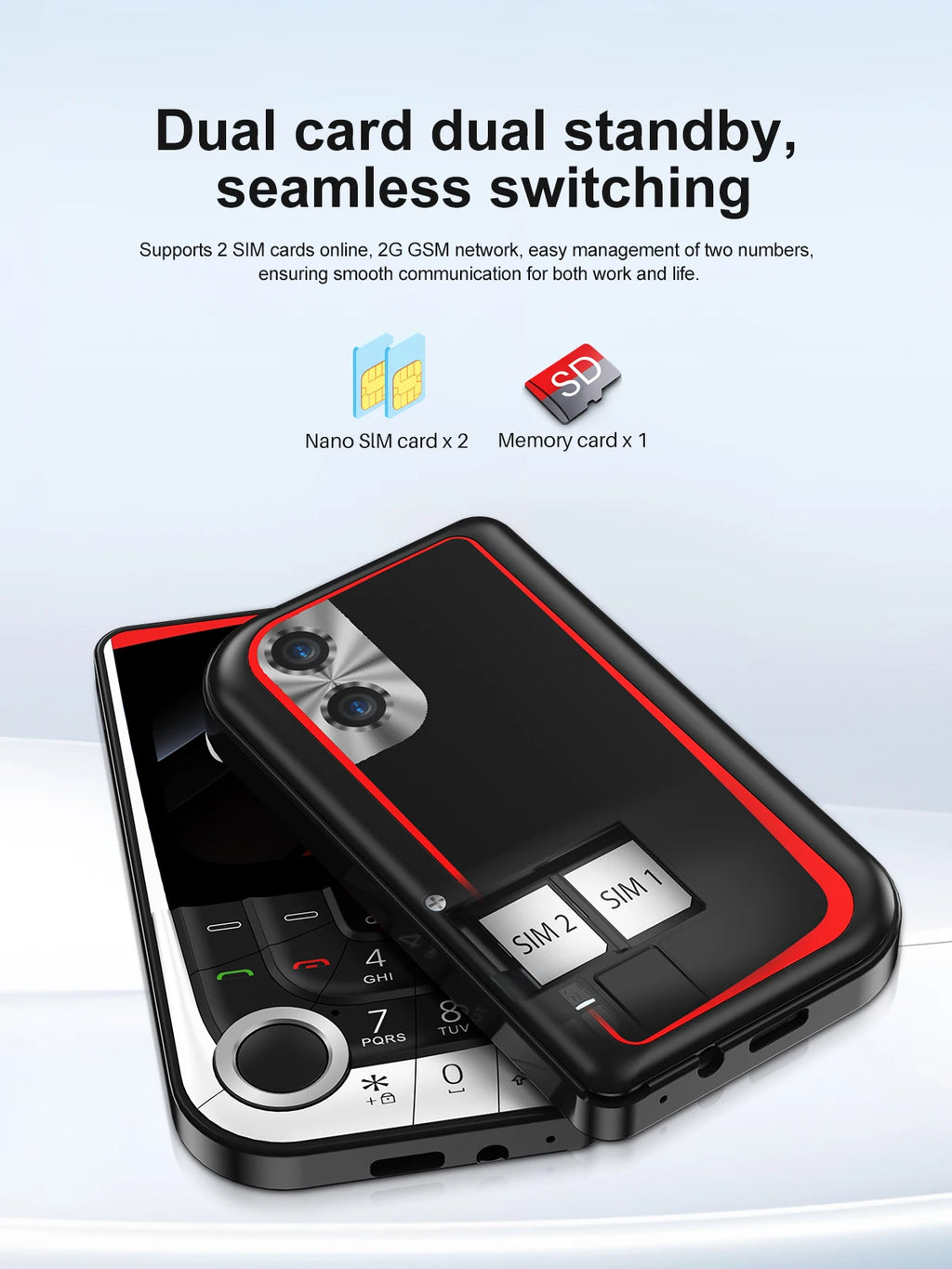 SERVO V10 Card Phone 2.01" Display 2G GSM Dual SIM Standby MP3/MP4 Magic Voice Speed Dial Torch Button Small Cellular Telephones