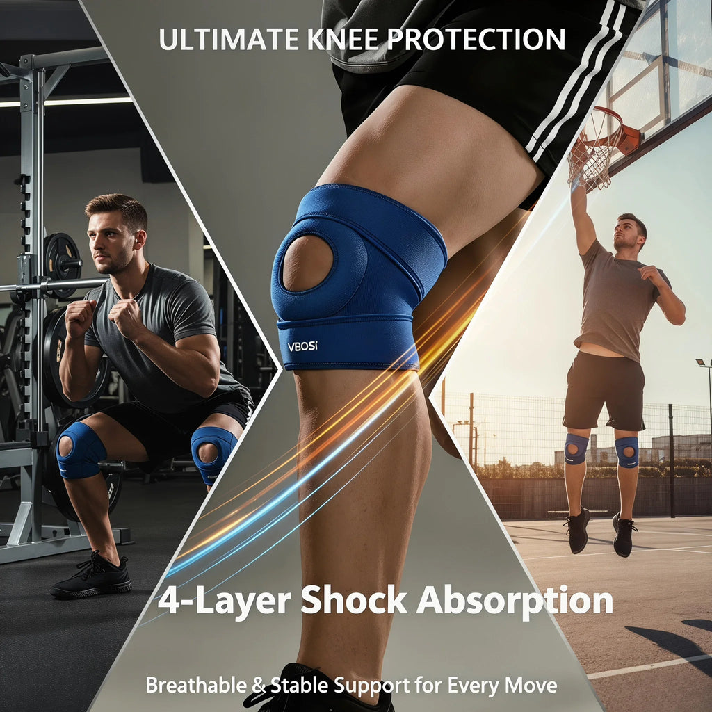 1PC Adjustable Knee Brace Patella Support - Open Patella Design for Knee Pain Arthritis Meniscus Relief Sports Basketball Runnin