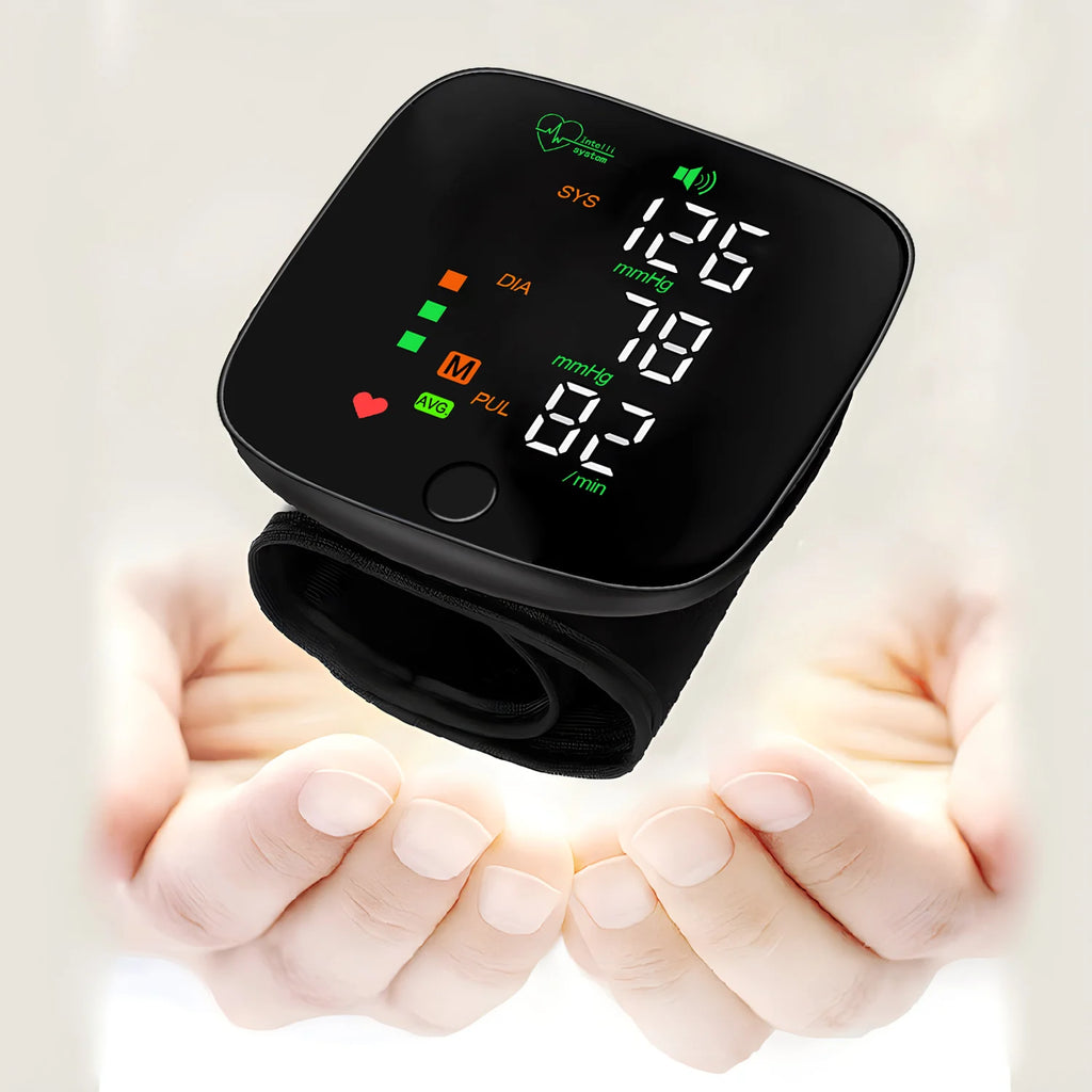 Rechargeable Wrist Blood Pressure Monitor Medical Voice Digitlal Display Health Sphygmomanometer Tonometer