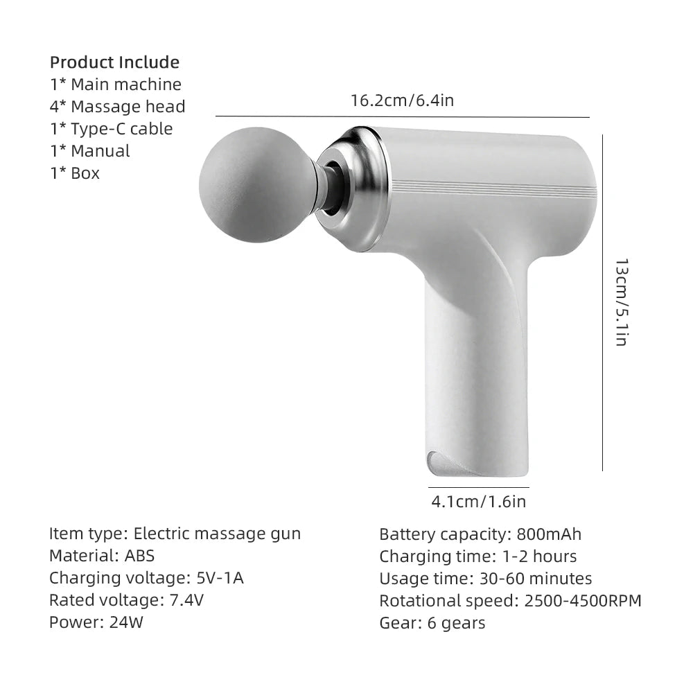 Portable Fascia Gun - 6-Speed Deep Tissue Massager for Muscle Recovery Fascia Gun Tidesmit