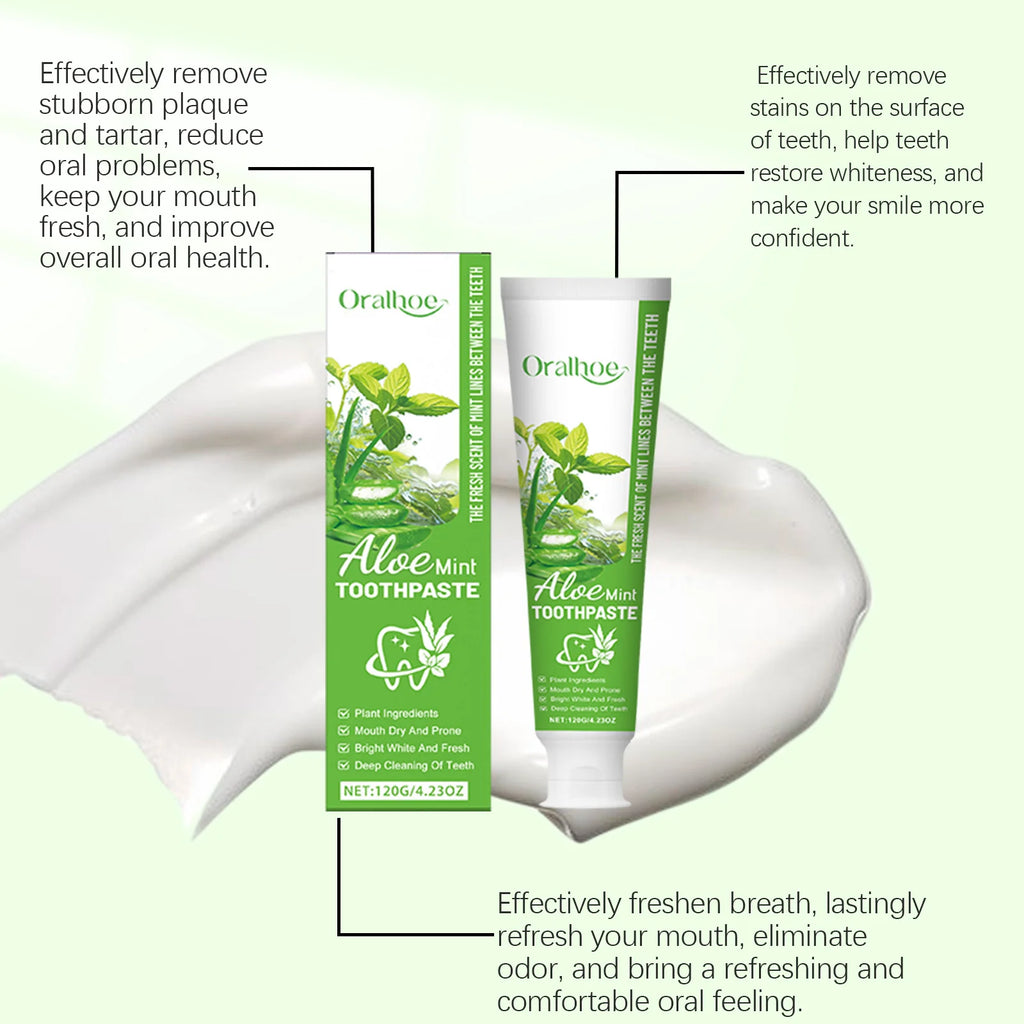Tidesmit Aloe Vera Mint teeth whitening toothpaste for stain removal and gum health.