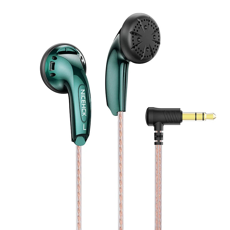 Wired 3.5mm HiFi Earbuds - Green Monitor Headphones for Clear Audio Green No Mic Tidesmit