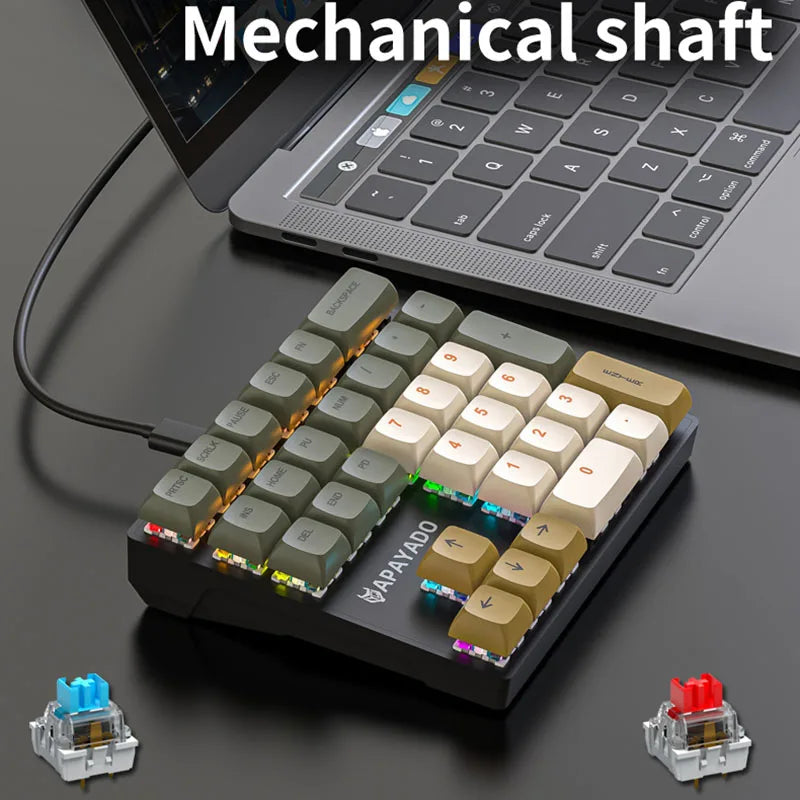 APAYADO K33 Mini Numeric Keyboard 33Keys,Blue Mechanical Shaft,RGB,PBT Keycaps for Treasury / Accounting / Finance