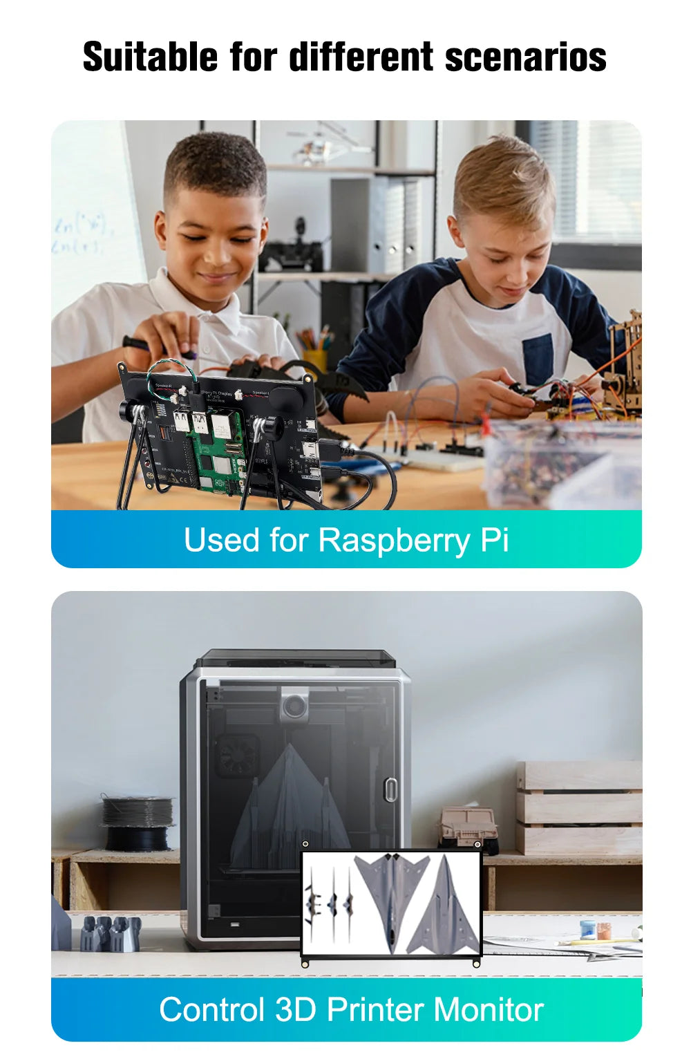8 Inch Raspberry Pi Touch Monitor 1920×1200 IPS 10-Point Touch Screen Built-in Speaker HDMI Display for Pi 5 4B PC Case 3D Print