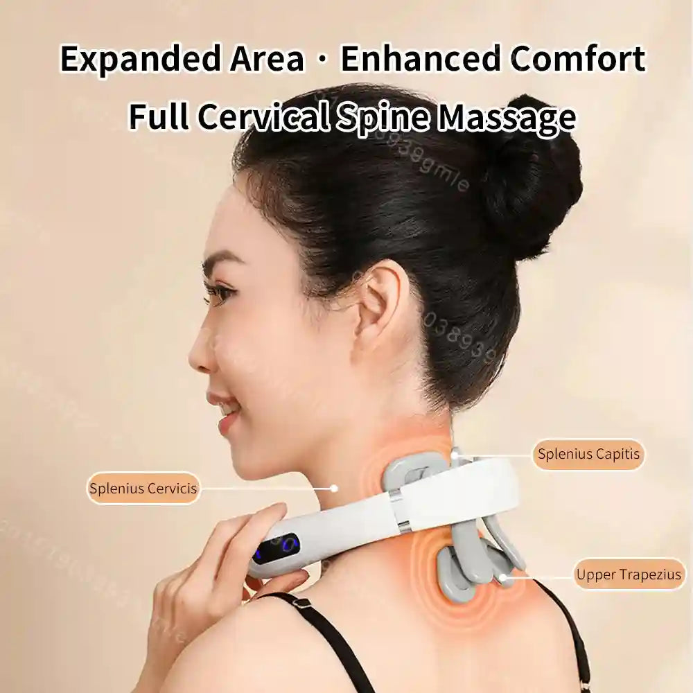 Electric Neck Massager with Heat and Shiatsu Therapy - Tidesmit White Relaxation Treatment Tidesmit