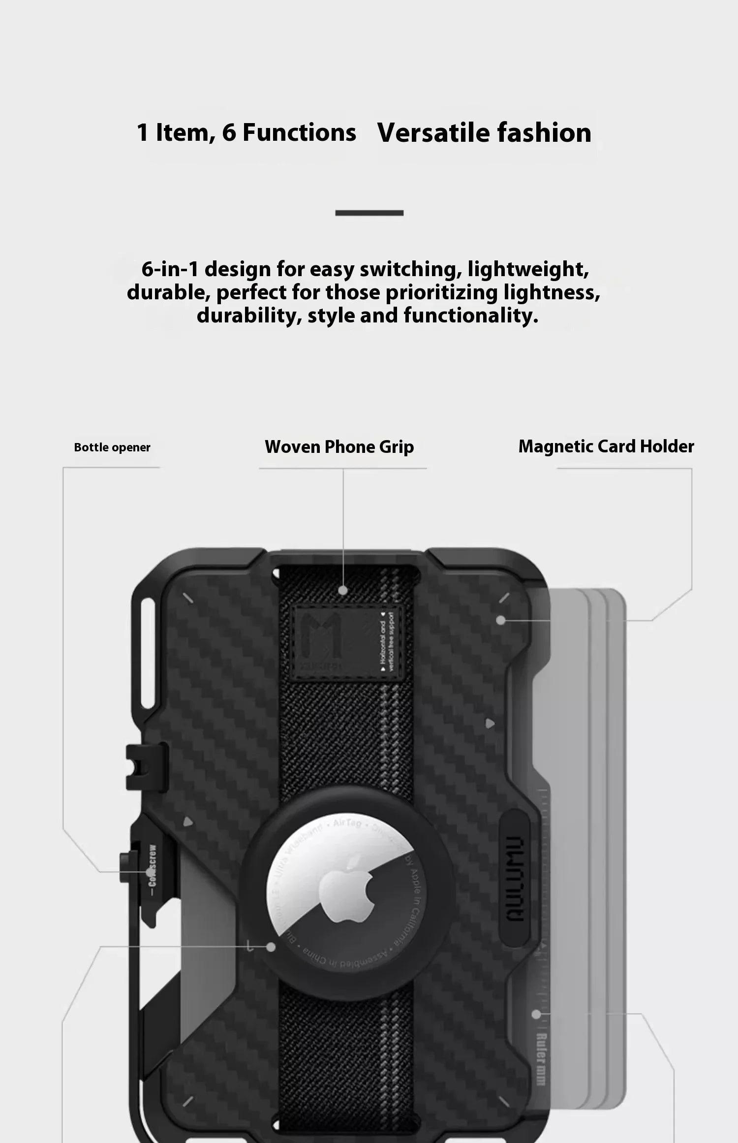 Magnetic Carbon Fiber Wallet: 6-in-1 Slim Fit Phone Case Tidesmit