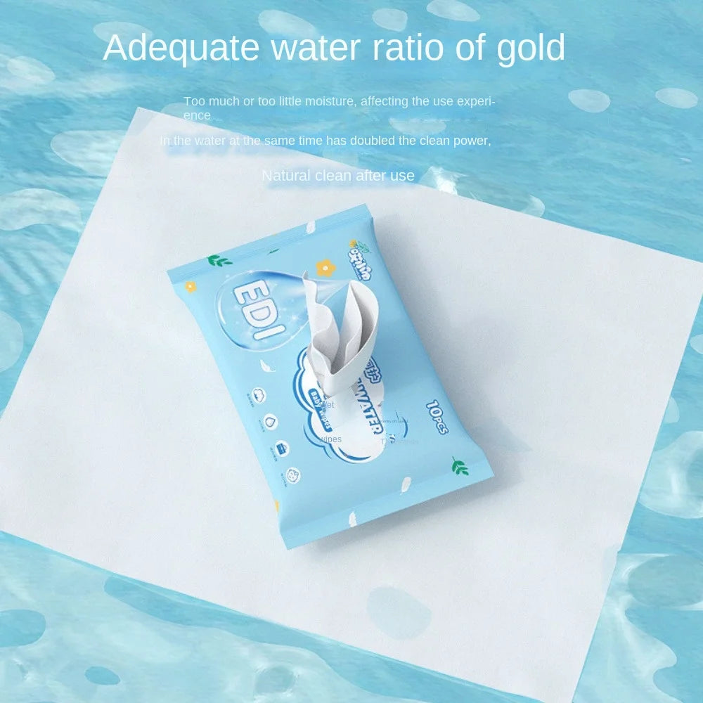 10Pcs/Pack New Spunlace Nonwoven Fabric Baby Wipes EDI Pure Water Extractable Baby Care Tools Disposable Portable Wet Wipes