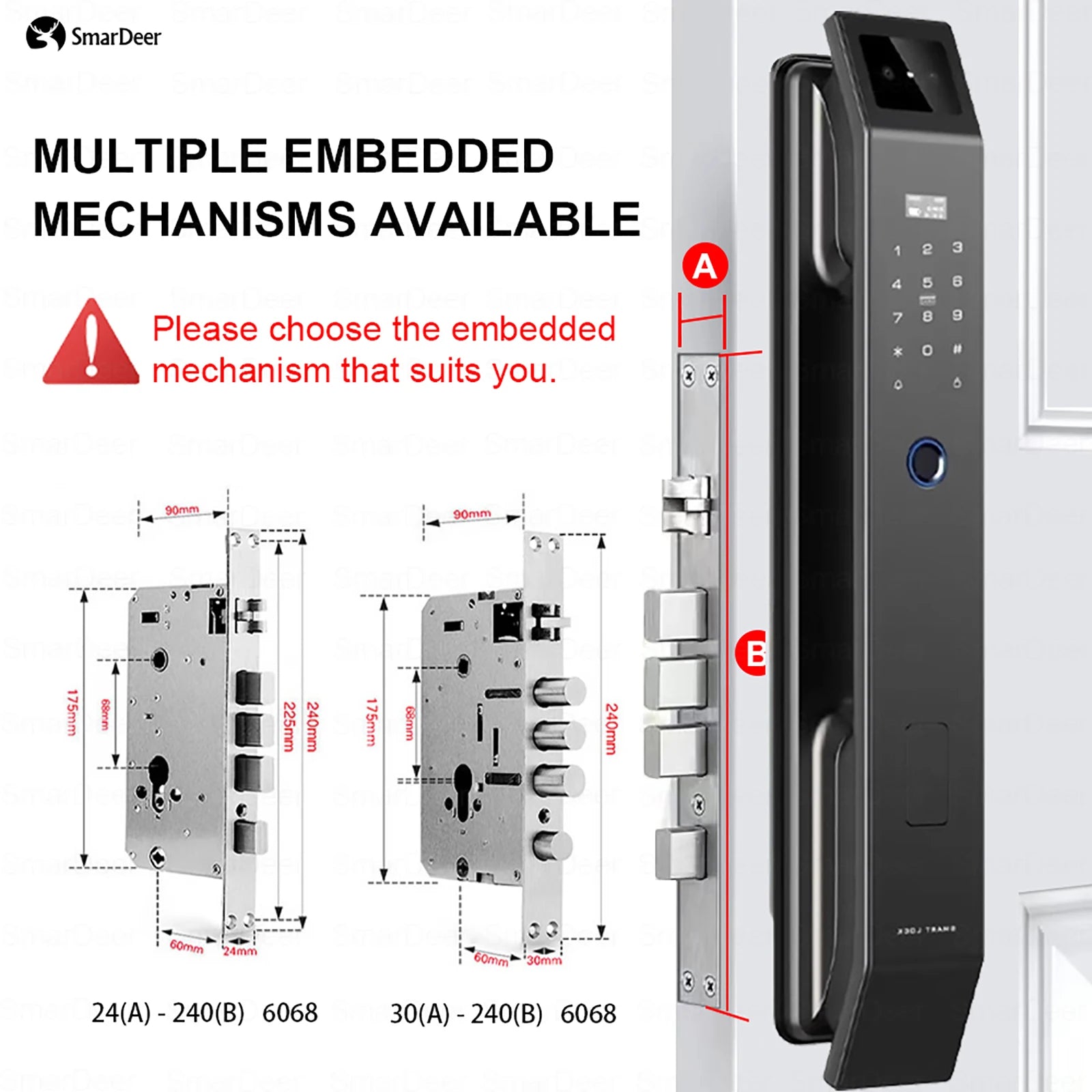 SmarDeer Fingerprint Door Lock 3D Face Palm Vein Smart Lock Visual Camera Doorbell Tuya WiFi Fingerprint Keyless Electronic Lock