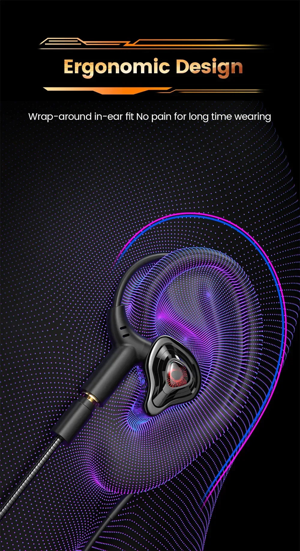 Wired In-Ear Headphones with Dual Microphone - Tidesmit 90° Elbow Tidesmit