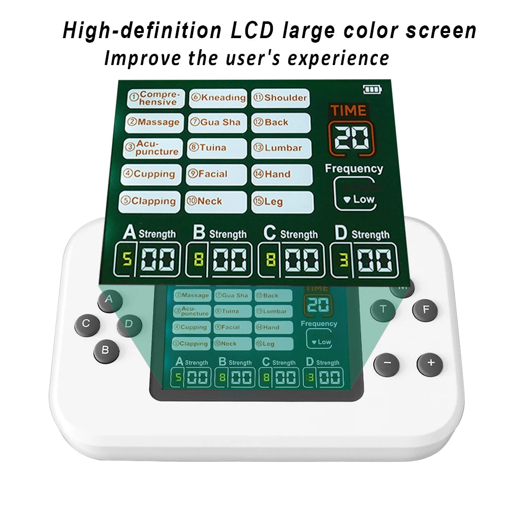 TENS EMS Muscle Stimulator with 30 Intensity Levels and 8 Pads Relaxation Treatment Tidesmit