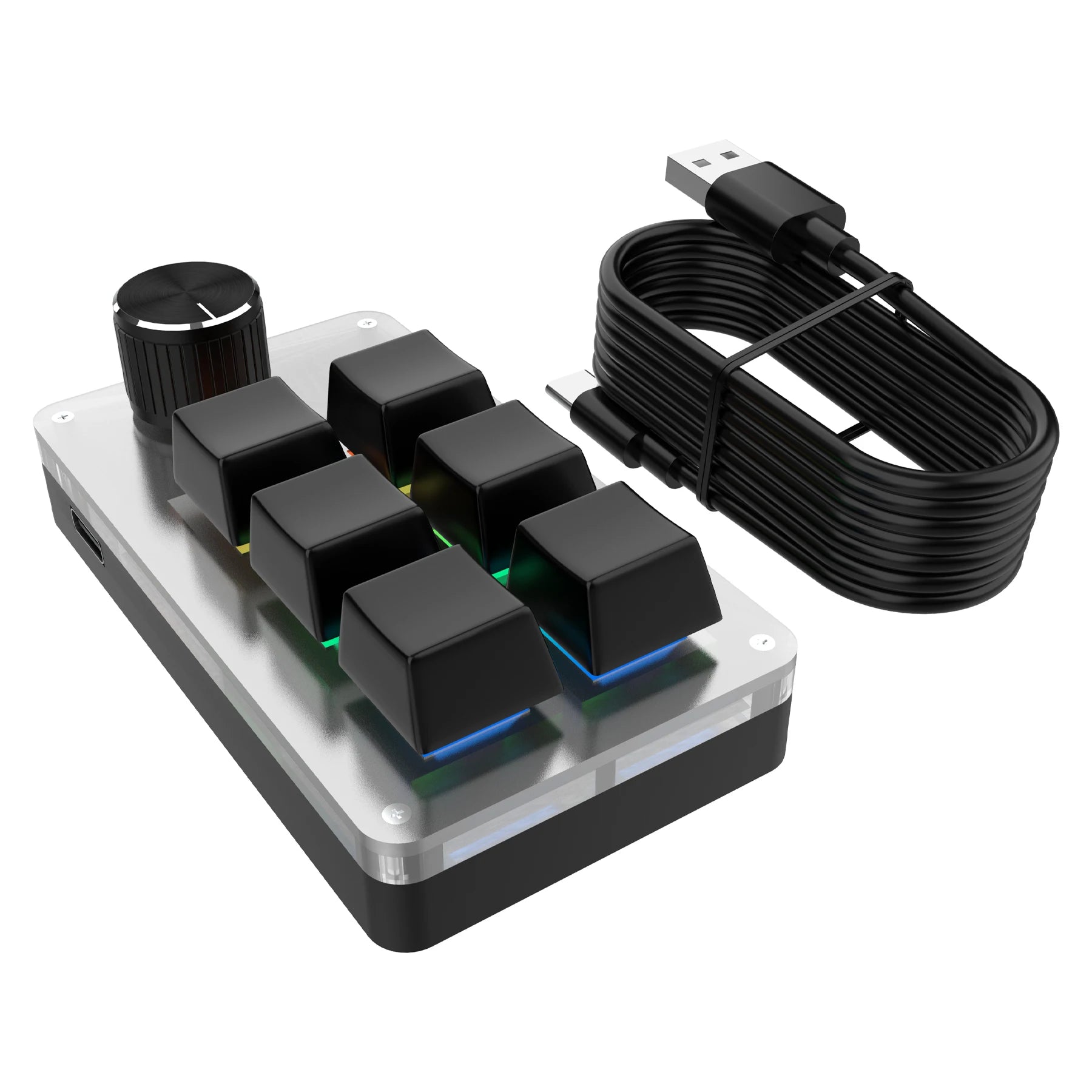 6 Keys 1 Mini Knob RGB Keyboard for Photoshop USB Mechanical Keyboard Gamer Macro Custom Keyboard Gaming Custom Programming Knob