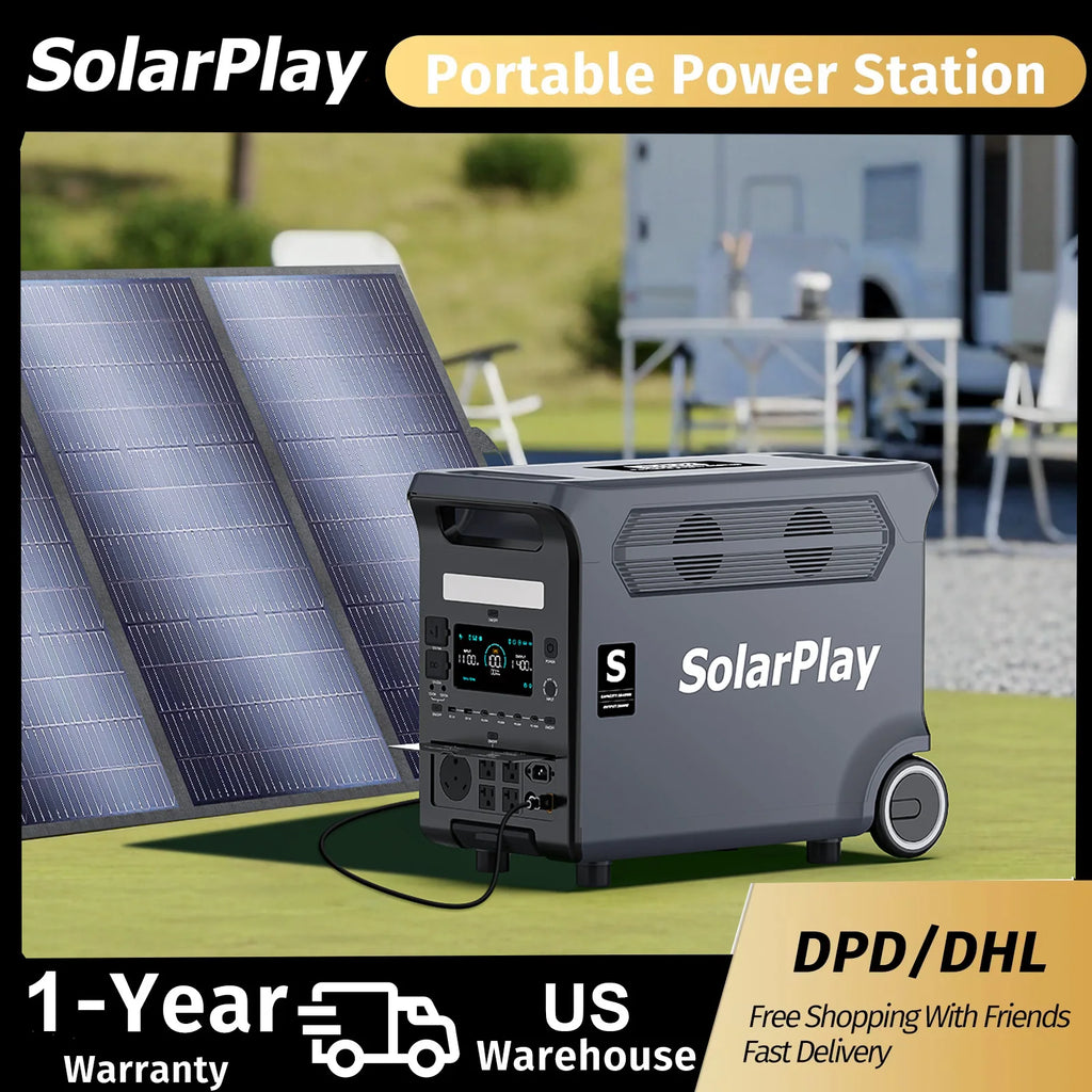 SOLARPLAY 3600W Portable Power Station 3840WH Outdoor Generator With Folable Solar Panels For Home Emergency Outdoor Camping