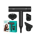 VGR V-427 black professional ionic hair dryer with 110k RPM brushless motor, diffuser, and styling nozzle attachments.