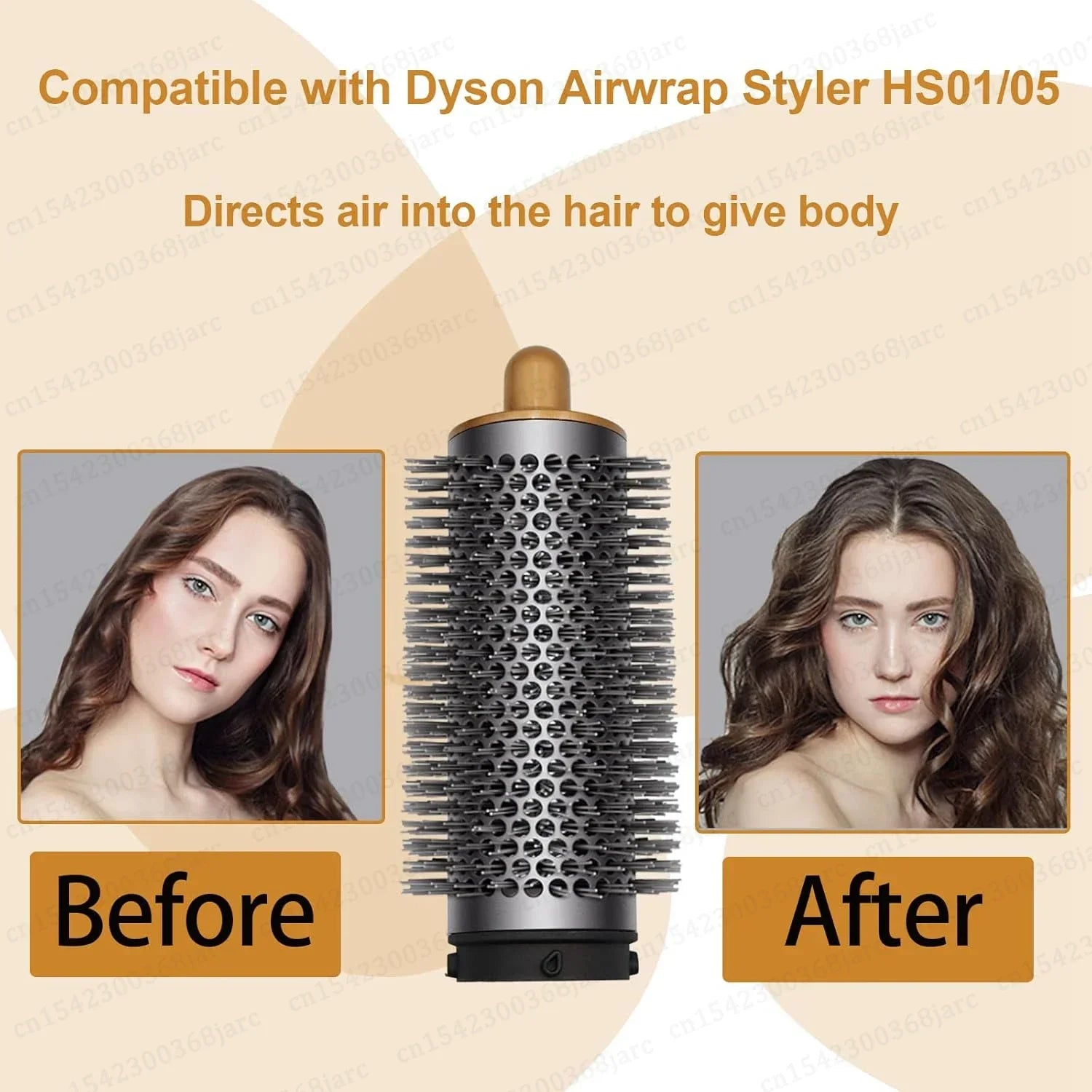 SenCiciMen X9 round volumizing hair brush attachment for Dyson Airwrap, salon professional styling for curly hair.