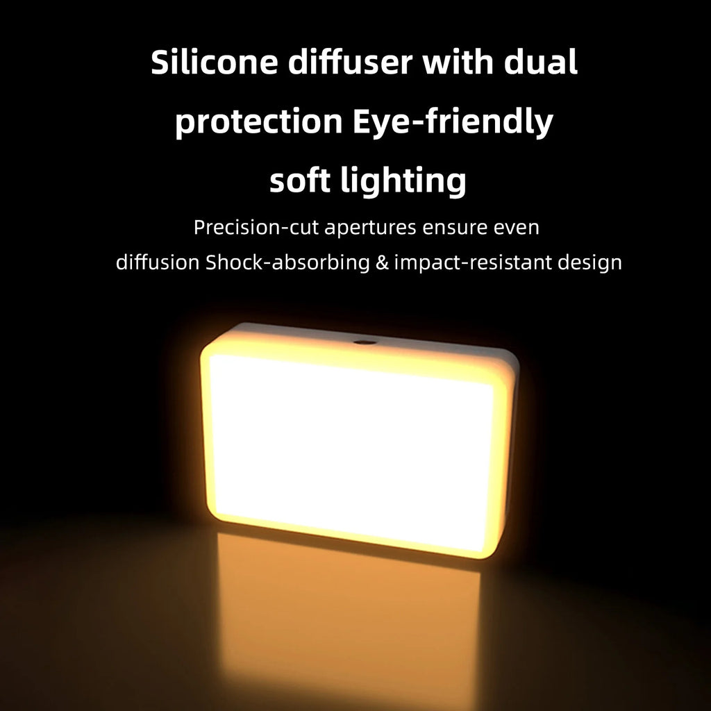 Rectangular, white silicone light diffuser emitting a soft, warm glow for even illumination.