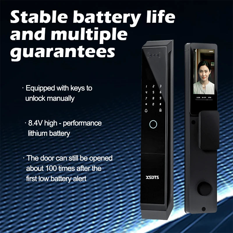 XSDTS TT-LOCK APP Voice Intercom Palmar vein Camera Smart Lock 3D Face Recognition Fingerprint Password Smart Door Lock