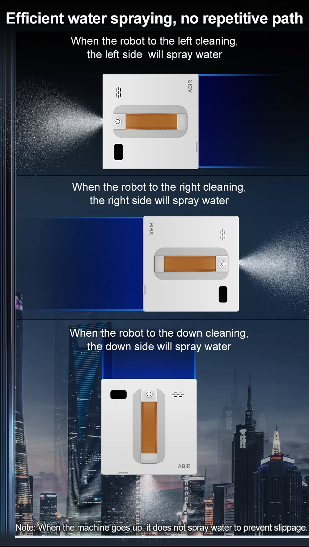Tidesmit ABIR WD8 robot window cleaner with dual water spray, laser sensor, and app control cleaning glass wall