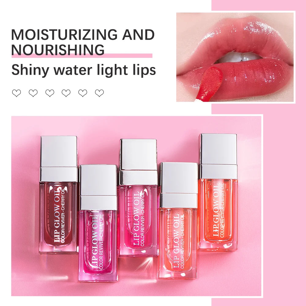 Moisturizing crystal jelly lip oil set in glossy tinted shades for plump, shiny, hydrated water-light lips.
