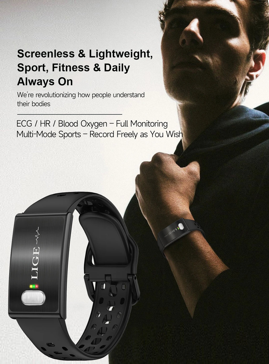 ECG Health Smart Bracelet 2026 New HRV Monitor Fitness Tracker Wristband Sport Band Waterproof No Screen Smartwatch Women Men