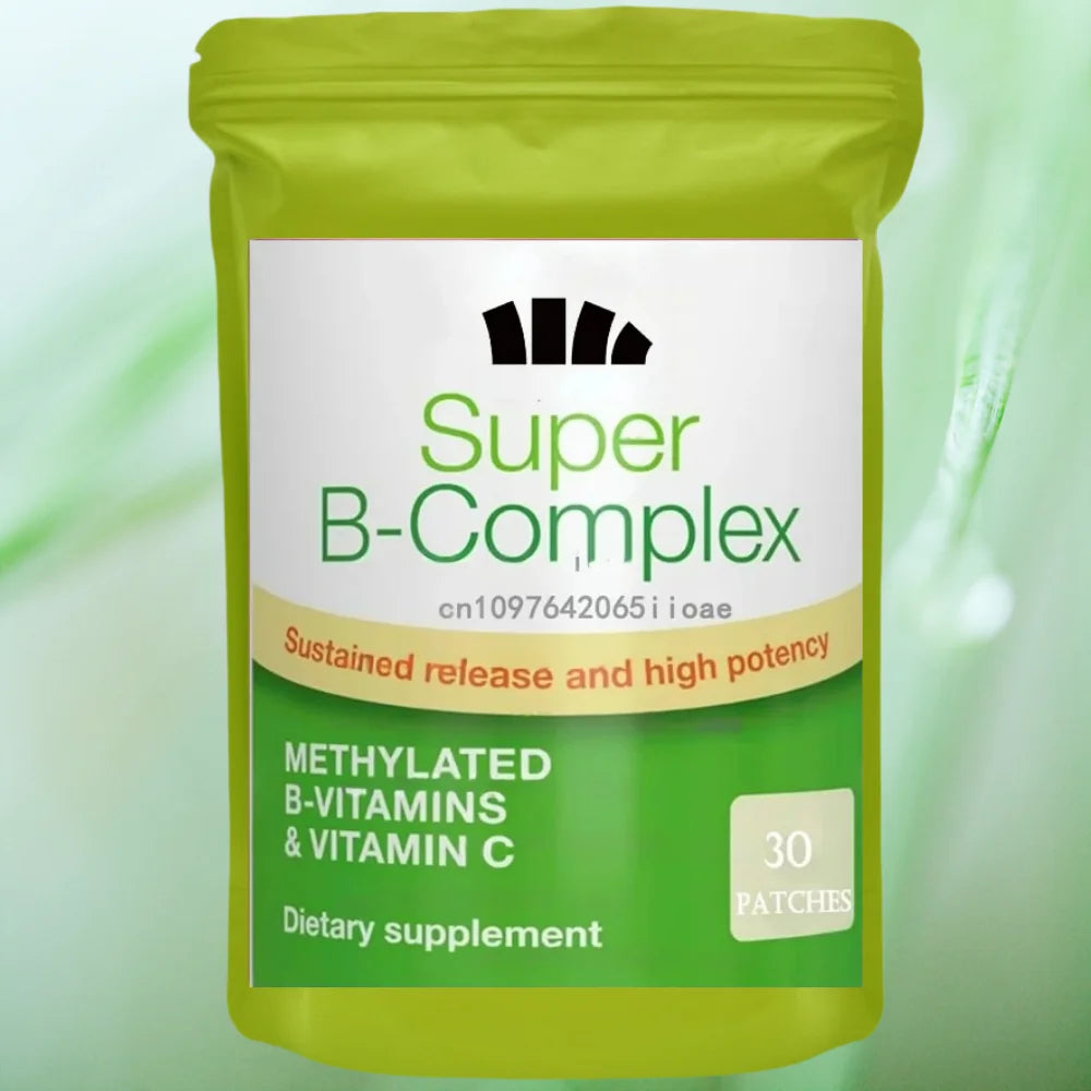30 Patches Super B Complex Methylated B Vitamins Transdermal Patches for Supports Energy, Mood, Immune Healthy