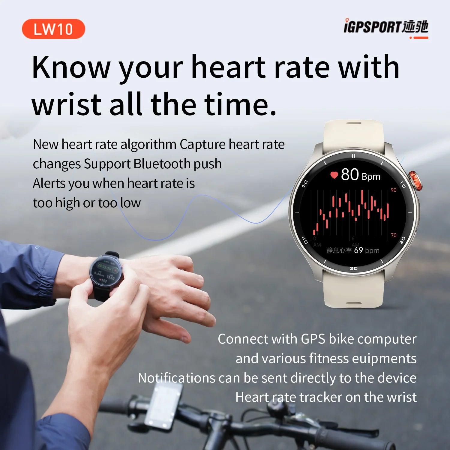 iGPSPORT LW10 Smart Watch With 1.43" AMOLED Screen GNSS GPS Tracker Bluetooth Calls 50+ Sports Modes Heart Rate/SpO2 Monitor