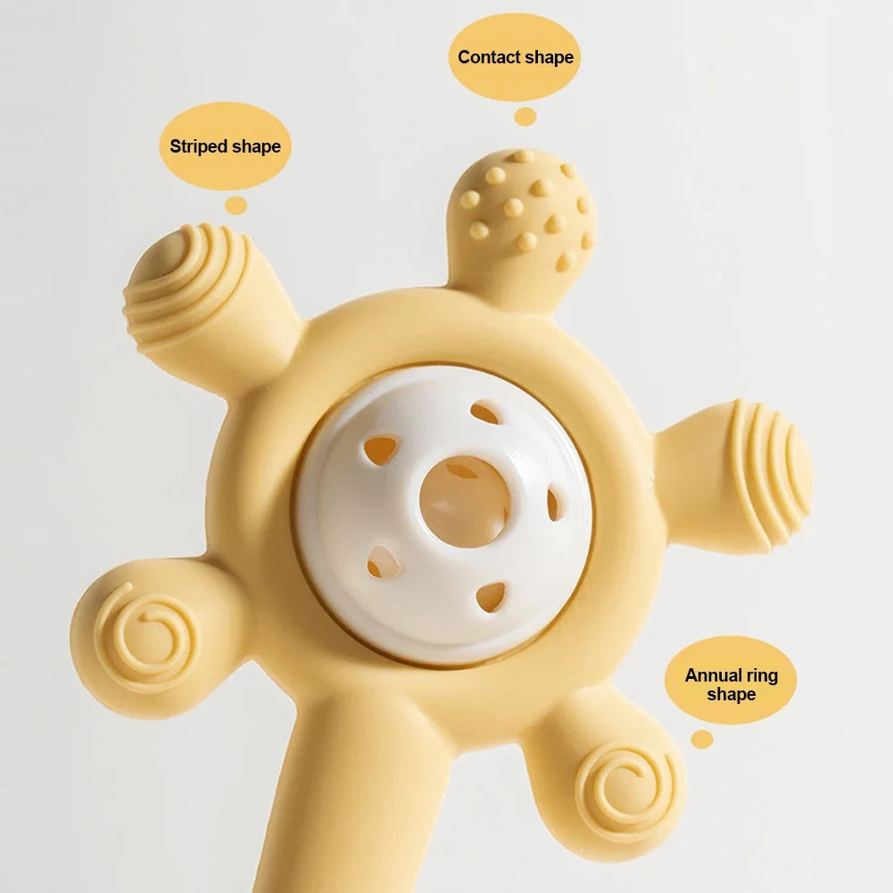 Cute Safe Teething Ring Sensory Toys Candy Color Baby Silicone Teether Rattle Toy For Toddlers Chewing Toy Baby Accessories