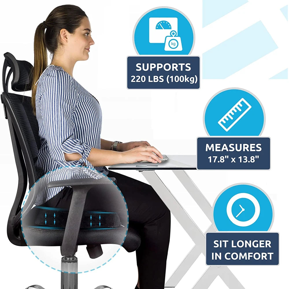 Gel Seat Cushion for Office Chair - Ergonomic Orthopedic Tidesmit Massage Cushion Tidesmit