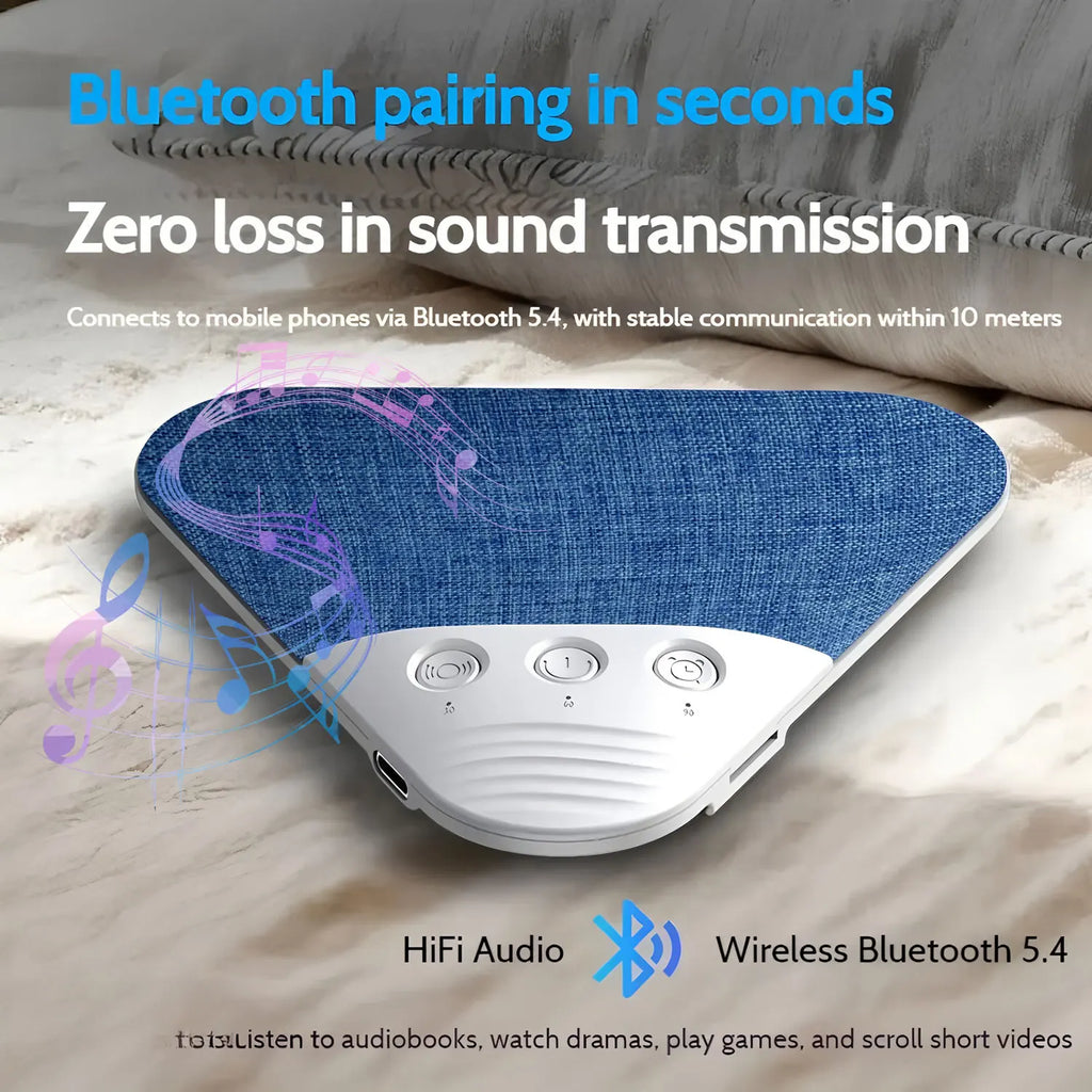 Bluetooth Pillow Speaker Wireless Sleep Music Player Under Pillow White Noise Machine Stereo Timer Auto-Off for Insomnia