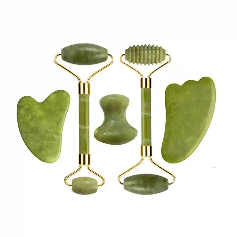Jade Roller and Gua Sha Set: Natural Facial Massage Tool Kit Massage Roller Type 12 Tidesmit