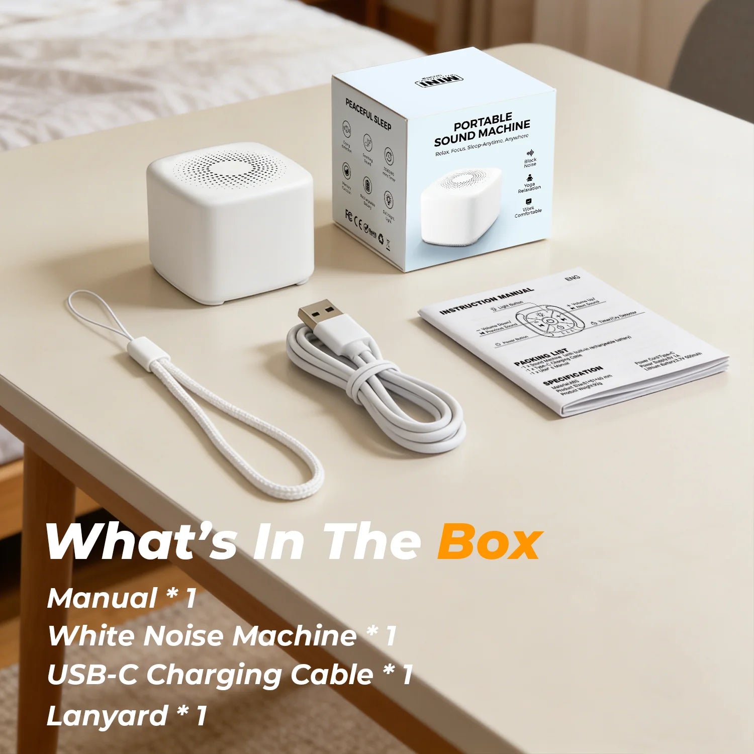 Mini Portable White Noise Machine for Travel Office Adult Sleep Rechargeable Night Light with 30 Sounds and Timer Birthday Gift
