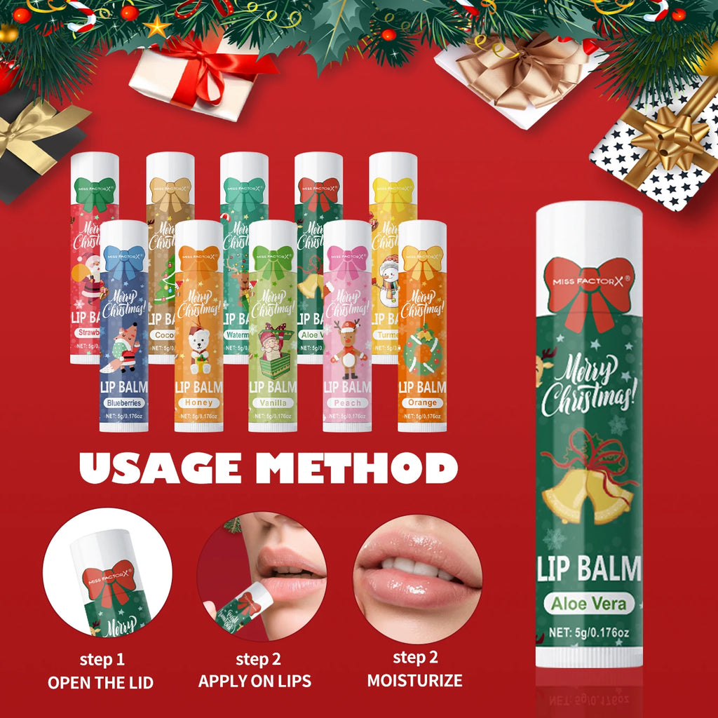 Hydrating Lip Balm Gift Set - 10 Piece Nourishing Christmas Care Kit Lip Care Tidesmit