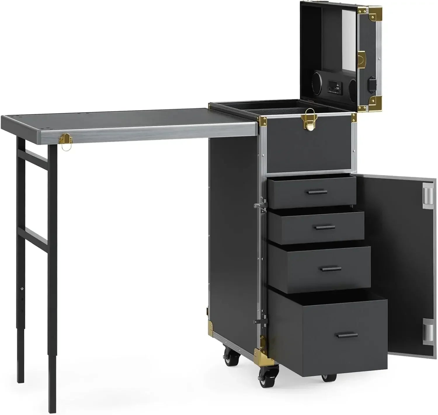 Portable Rolling Manicure Table - Foldable Beauty Cart for Salons Massage Chairs Tidesmit
