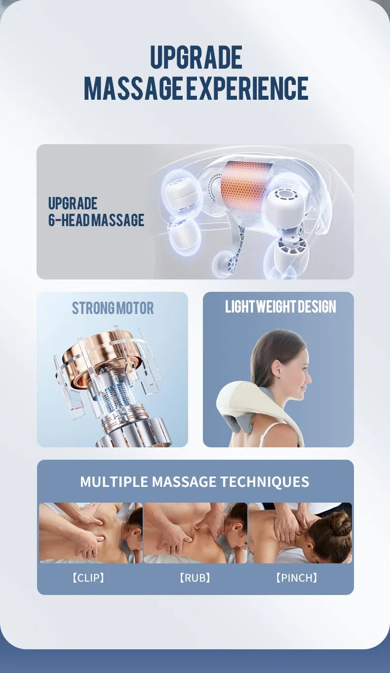 Electric Neck and Shoulder Massager - Cordless Deep Tissue Heat Therapy Body Shaping Massage Equipment Tidesmit