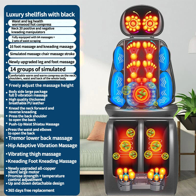 Electric Massager for Neck and Back Pain Relief with Heat by Tidesmit Massage Cushion Black China Mainland Tidesmit