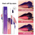 Waterproof peel-off lip stain in pink shades. Matte, long-lasting, transfer-proof liquid lip tint for vibrant color.