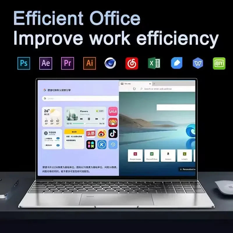 2026 New14.1 Inch Ultra Thin Laptop Intel N95 Win11 DDR4 2TB SSD Portable Slim Business Office Student Notebook PC 16GB 32GB RAM